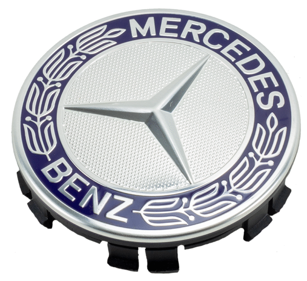 4x Mercedes Wheel Center Caps – 75mm Blue Emblem Hub Covers